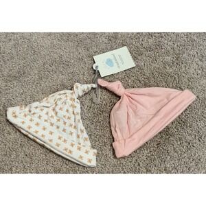 Cloud Island Modal Baby Hat 2 Pack Beige/Pink Size 0-6M